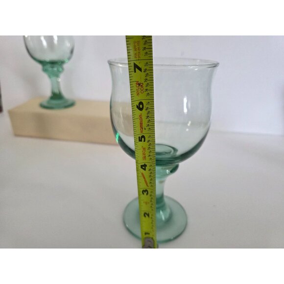 Set Of 4 Vintage Green Libby Clarion Glass Goblets - Picture 8 of 9